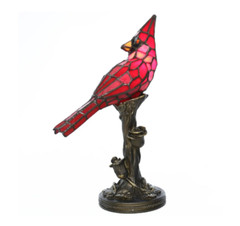 Stained Glass Cardinal Lamp Table Bird Red Ornament New Light Mantel Tiffany End