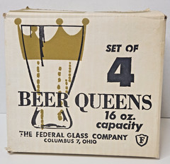 Vtg 1958 Beer Queens Set of 4 16oz Pint Glasses Clear *pre-Owned*