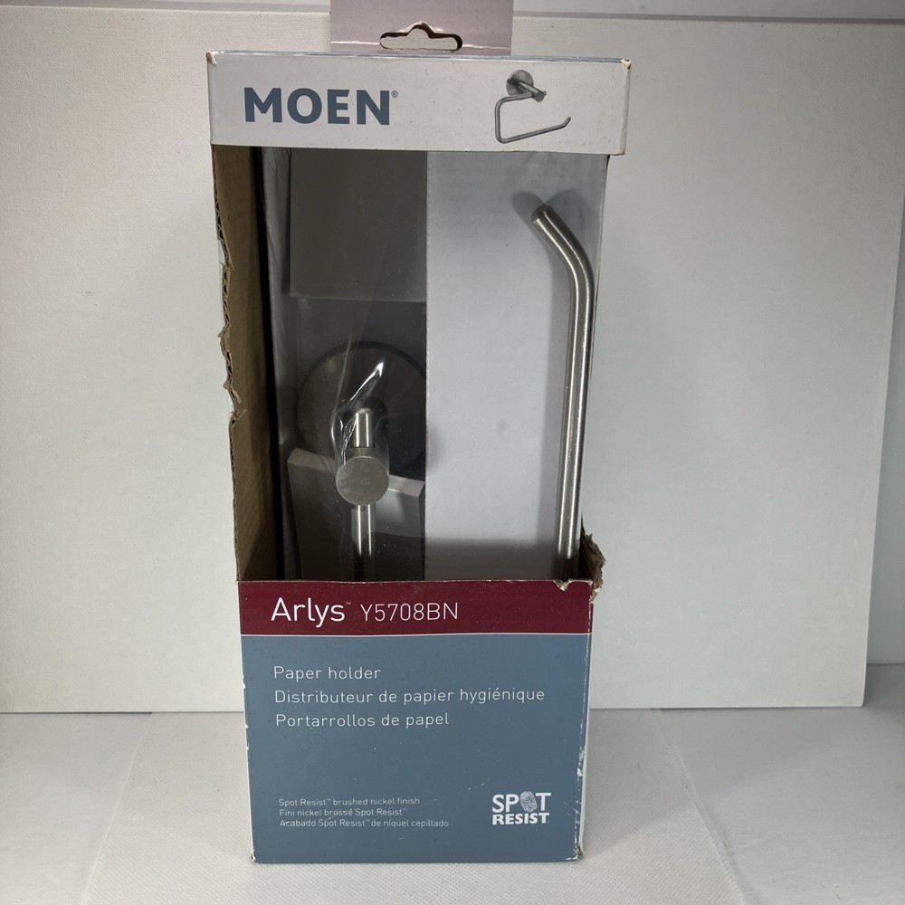 Moen Arlys Brushed Nickel Silver Toilet Paper Holder Y5708BN Brand New