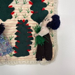 Handmade Peruvian Arpillera Folk Art Wall Hanging 20×16 Multicolor Sierra Peru