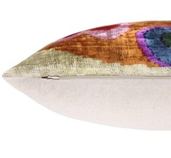Abstract Velvet Pillow 16×24 – Multicolor Ikat, Handcrafted Luxury