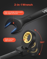 VEVOR Flex-Head Ratcheting Wrench Set Combination Wrench Set 24-Piece Black