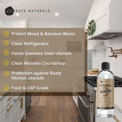 Mineral Oil for Wood Cutting Board, Butcher Block, and Knife. Food Grade Mineral