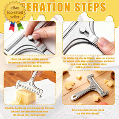Stainless Steel Wire Cheese Slicer with 4 Extra Wires Adjustable Thickness