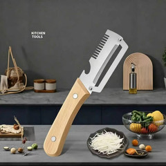 2 PCS 3-in-1 Multifunctional Vegetable Peeler with Wooden Handle,Julienne Slicer