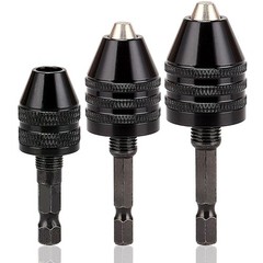 Resze Keyless Drill Chuck Adapter – 3Pcs Chucks for Impact Black