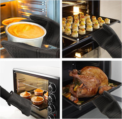 500°F Heat Resistant Silicone Oven Mitts Cotton Lining Non-Slip Kitchen Gloves
