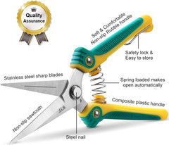 Pruning Scissors, Professional Garden Shears – Straight Stainless Steel Blades –