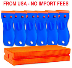 Plastic Razor Blade Scraper Tool, 6 Pcs Razor Scraper with 60 Pcs Plastic Blades