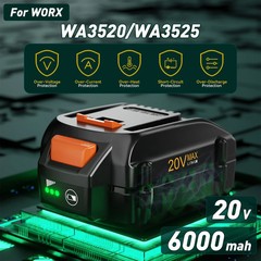 2PACK 8.0Ah For WORX 20V 8AH MAX Extend Lithium-Ion Battery WA3525 WA3575 WA3520