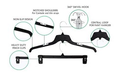 Lot of 65 Black Plastic Adult Clothes Hangers 17″ wide **FREE SHIPPING”