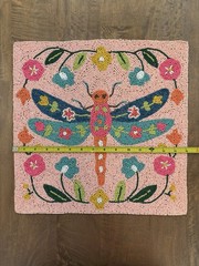 SET OF 4 Dragonfly Beaded Placemats Chargers World Market 15″X15″ Square – NEW