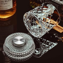 4Pcs Set Spinning Whiskey Glasses 9.5Oz Lead-Free Rotatable
