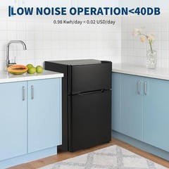 3.1 Cu.ft 2-Door Mini Fridge with Freezer, Compact Stainless Steel Refrigerator