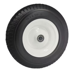 16 In. X 6.5 In. Flat Free Wheel Assembly with Turf Tread, 1 In. Axle Replacemen