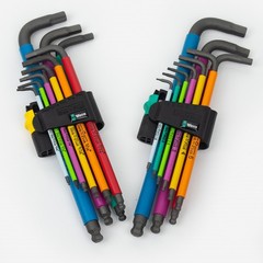Wera 073593+022640 Multicolor Hex + Ball End Hex Metric/SAE Combo L-key Clip Set