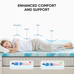 HOMEFLA Memory Foam Mattress Topper Full Size Bed Comfort Body Support