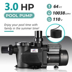 In/Above Ground Pool Pump, 3HP, High Flow with Motor Strainer Filter Basket