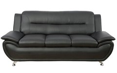 NEW Black 3PC Sofa Loveseat Chair Leather Gel Contemporary Modern Living Room