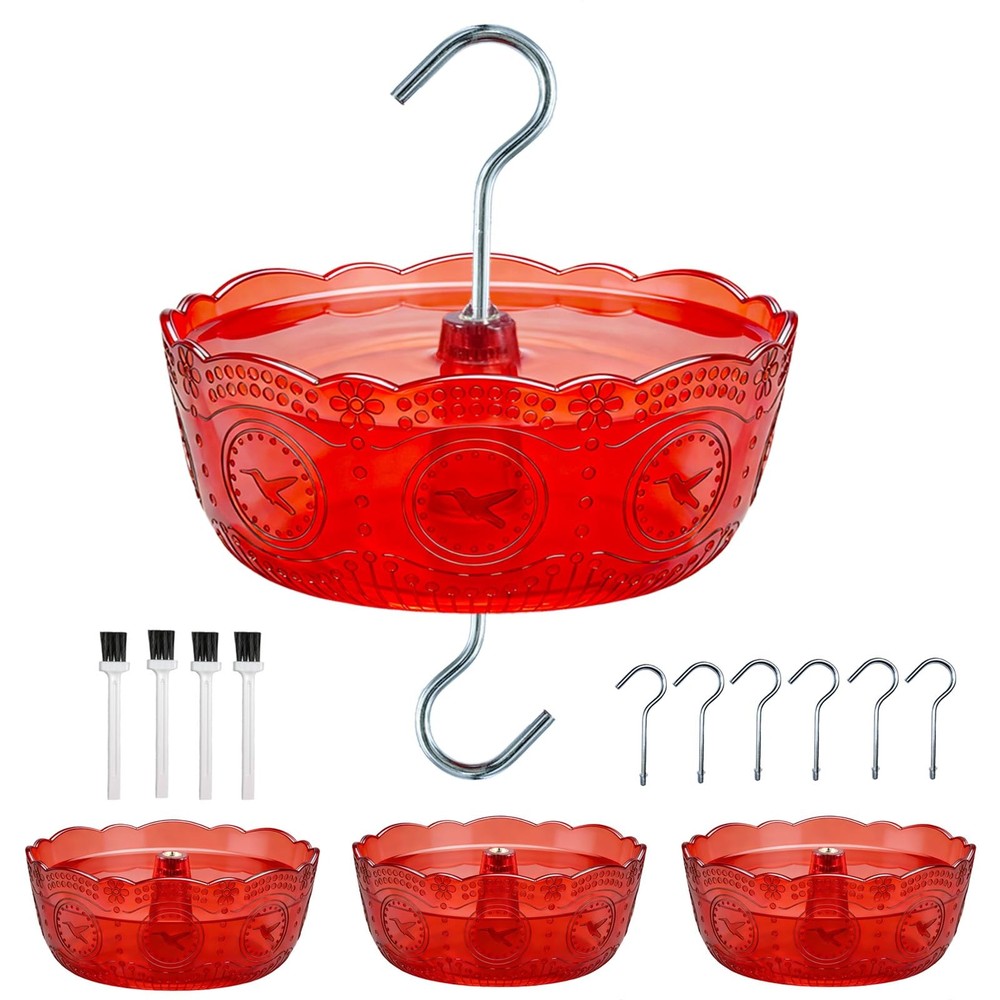 Moinmoly Ant Moat for Hummingbird Feeders 6 OZ, 4 Pack, Red Vintage Ant Guard…