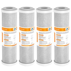 4-Pack CTO Carbon Block Water Filter 10″x2.5″ Replacement for Whole House RO 5μm
