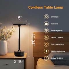 Cordless LED Touch Sensor Table Lamp Rechargeable Dimmable Bar Desk Night Light