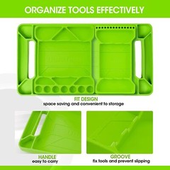 DuraTech Flexible Tool Tray 3PC Silicone Tool Holder for Household Storage Green