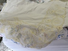 Pratesi Italy 3pc Sheet Set Lace Poly/Cotton Off White Yellow