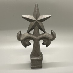 Cast Iron Silver Tone Texas Star Ornamental Fence Topper Finial Western Rustic