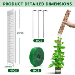 4PCS Plastic Moss Poles for Climbing Plants 24 inch Indoor Plant Support Stakes