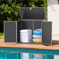 4.6 Ft. X 2.7 Ft. X 4.1 Ft. 304 Gal. Gray Resin Deck Box, Horizontal Outdoor Sto