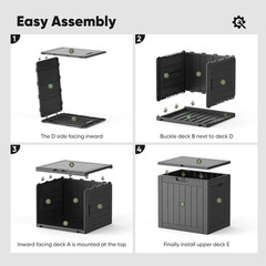 NEWBULIG 31 Gallon Deck Box, Weatherproof Resin Lockable Outdoor Storage for Sec