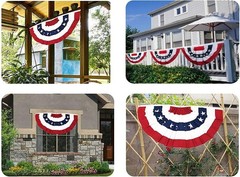 4 Pack Pleated USA Fan Flag 3×6 Feet American US Bunting Flags Half Fan Banner