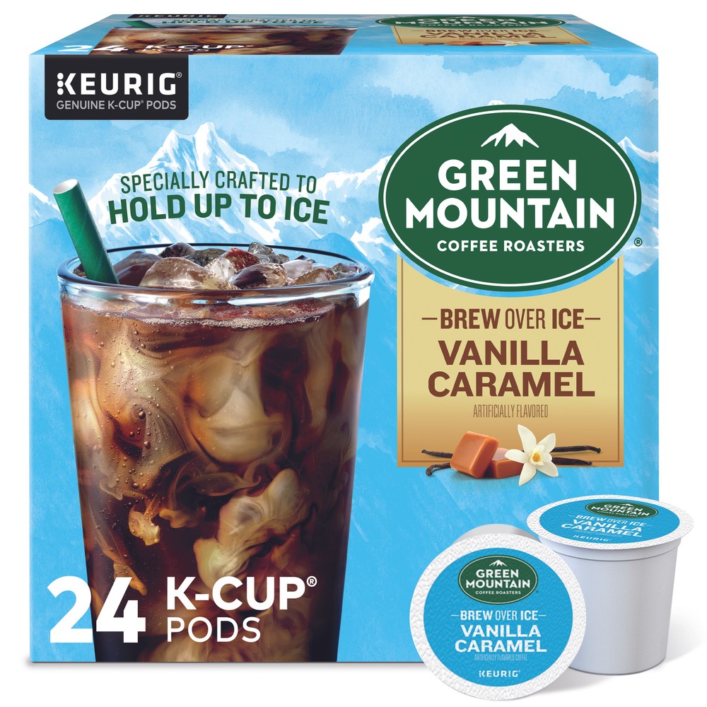 Green Mountain Coffee Roasters Brew Over Ice Vanilla Caramel, K-Cups, 24 Count