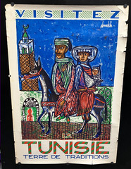 original 1954 Visitez la Tunisie 26×39 Tunisia Travel Poster – Hatem El Mekki