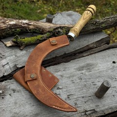 Forged Gardening Sickle 7.48” Blade Carbon Steel with Leather Sheath Belt Loop