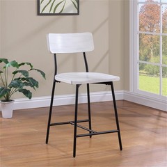 Comfort Pointe Bari 24.25″ Metal/Wood Counter Stool in Whitewash/Black