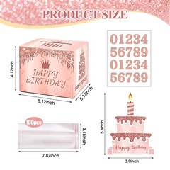 Birthday Money Pull Box for Cash Gift with DIY Self-Adhesive Stickers for Any…