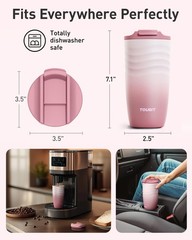 16 oz Travel Coffee Mug, Vacuum Insulated Stainless Steel Tumbler with Ripple…
