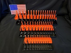 Hansen 6 Pc Socket Tray Metric SAE Tool Rack Holders 1/4″ 3/8″ 1/2″ OR&BL – USA