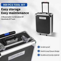 Tool Set Mechanics Tool Kit 909 PCS Wrenches Socket with Trolley Case Box Silver