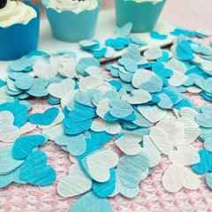 1 inch Heart Confetti 1000 Count Blue White for Baby Shower Birthday Table