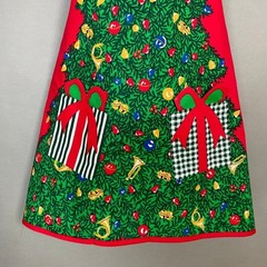 Christmas Apron Tree Presents Pockets Handmade Novelty Gift Red Green Holiday
