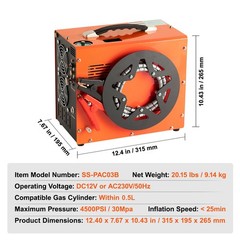 VEVOR PCP Air Compressor 4500PSI/30Mpa Built-in Converter DC12V/AC120V Auto-Stop