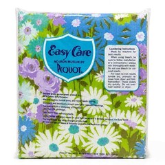 Pequot Easy Care No Iron Muslin Double Floral Full Fitted Sheet NEW