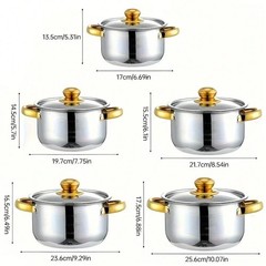 10PC Stainless Steel Cookware Set 5 Pots 5 Lids Deep Stockpots for Kitchen