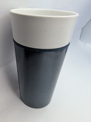 Starbucks Dark Blue Cream Ceramic Travel Tumbler Mug 2015 Hand Wash Only no lid