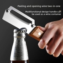 2 PCS 3-in-1 Multifunctional Vegetable Peeler with Wooden Handle,Julienne Slicer