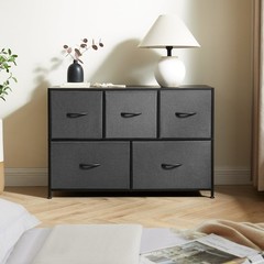 Mainstays 5 Drawer 40″ Wide Fabric Storage Dresser for Bedroom, Grey