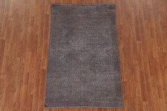 Over-Dyed Traditional Area Rug 4×6 Hand-knotted Wool Vintage Brown for Any Room